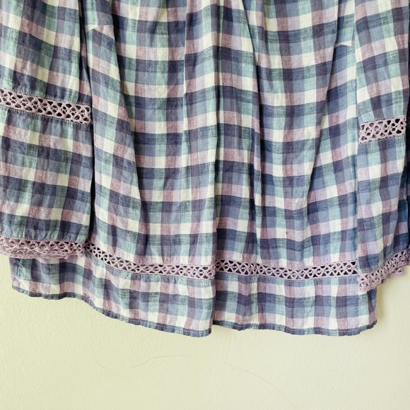 Chico's Linen Blue and Purple Checkered Blouse - Picture 4 of 11